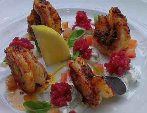 Piri Piri Tiger Prawns with Spiced Onion and Cucumber Raita