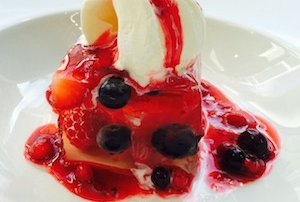Elderflower and Summer Berry Jelly with Vanilla Ice Cream
