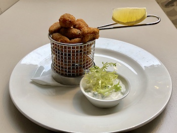 Breaded mussels with garlic and flatleaf parsley mayonnaise